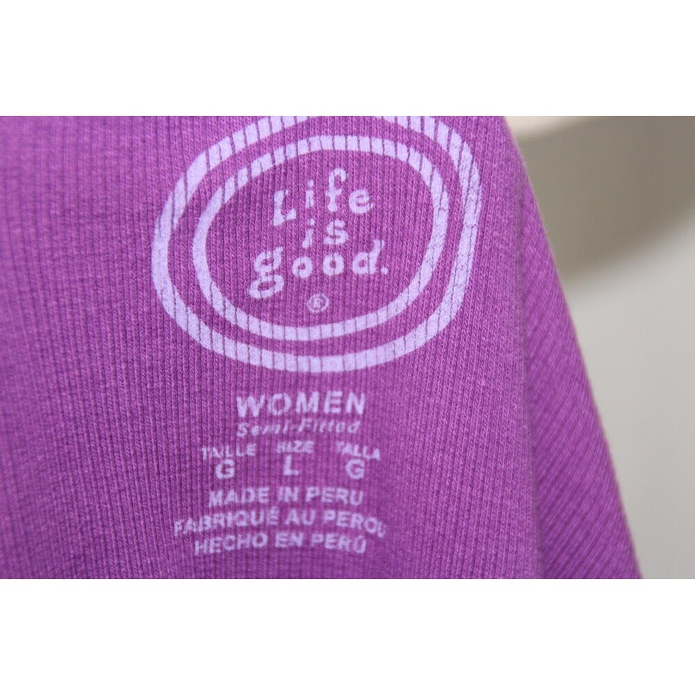 Life Is Good Size L Women's Purple 100% Cotton V Neck Long Sleeve Casual Top - Picture 10 of 10